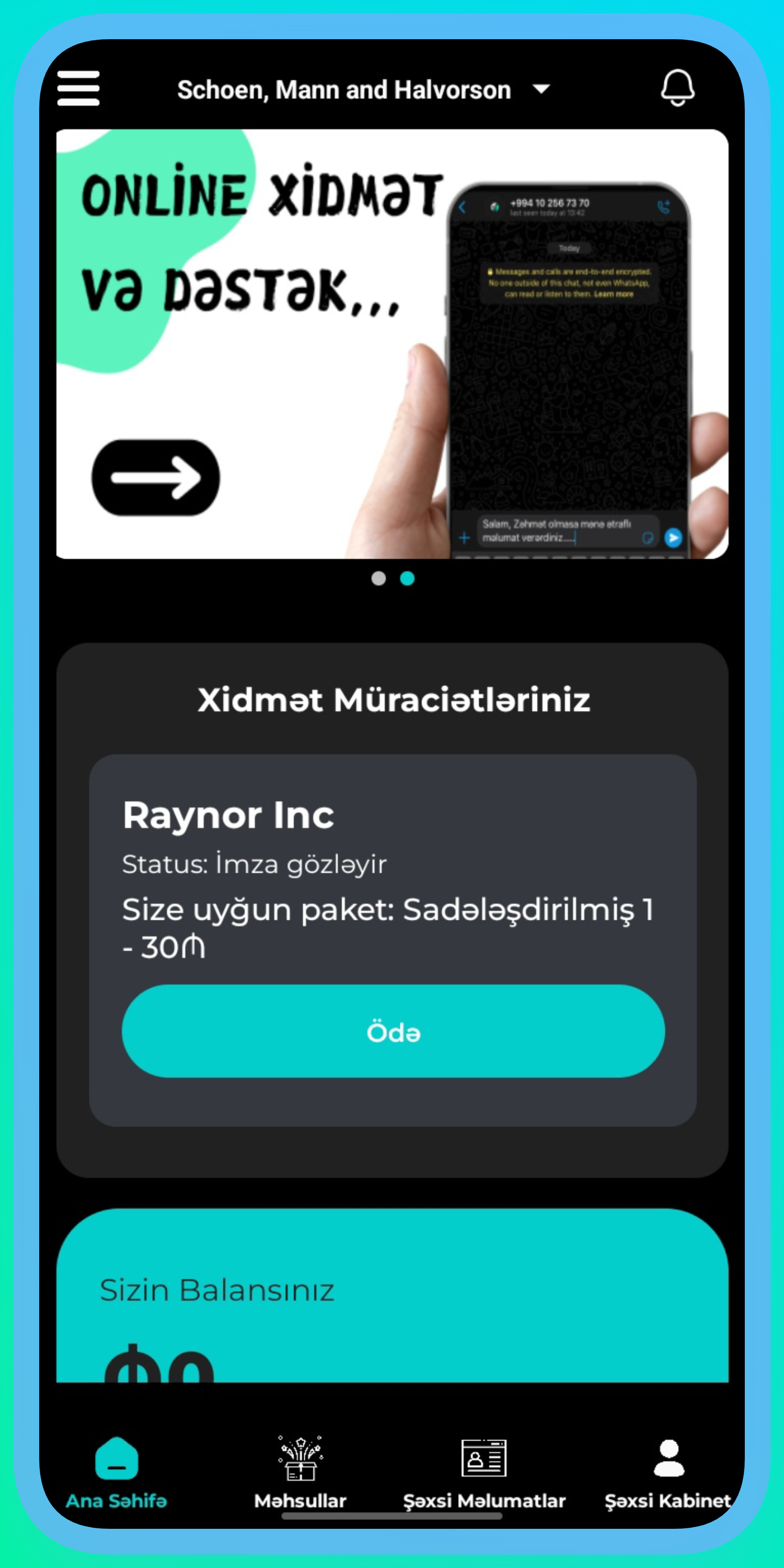 Mobil Mühasib Tətbiqi Ekranı 1